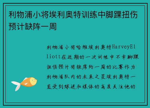 利物浦小将埃利奥特训练中脚踝扭伤预计缺阵一周
